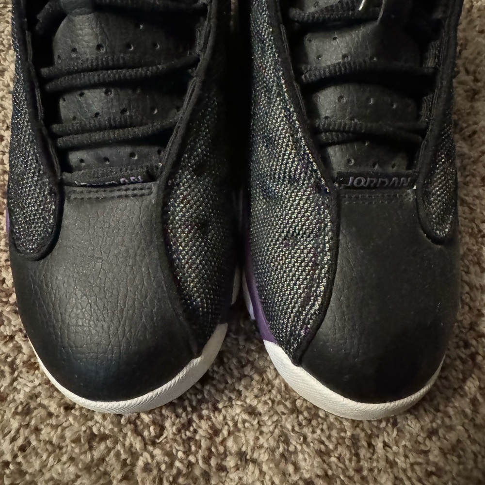 Air Jordan 13 Retros in a black, purple, and teal colorway - Picture 6 of 9